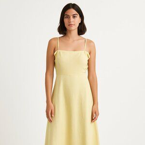 🔥 Closet Sale! Wayf Butter Yellow Spaghetti Strap Sundress Midi